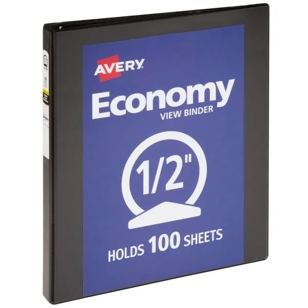 Avery Economy View 3-Ring Binder, 1/2″ Round Rings, Black