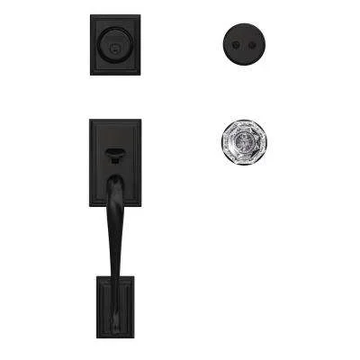Baldwin Manchester Satin Nickel Right-Handed Full-Dummy Door Handleset with Wave Door Lever