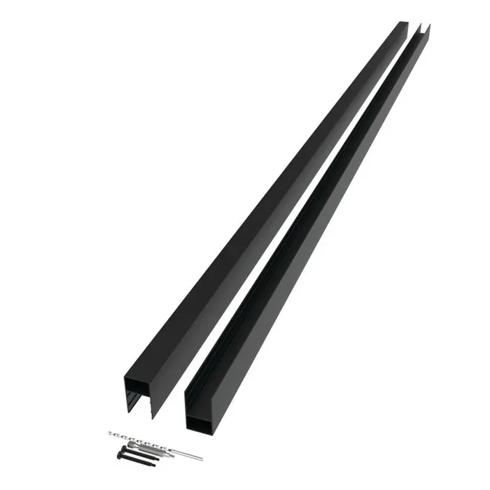 Barrette Outdoor Living Mixed Materials 71.379 in. x 5.25 in. x 1.775 in. Matte Black Aluminum Fence Channel Kit for Wood Infill
