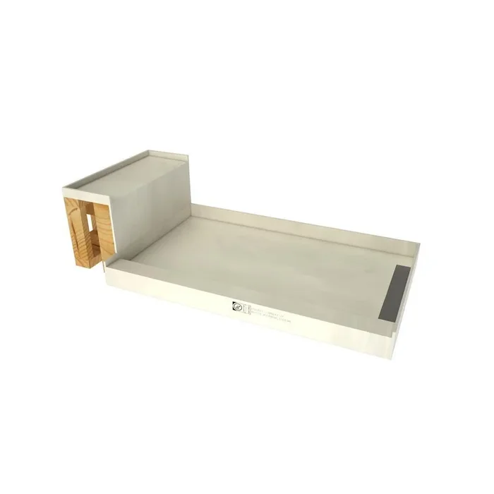 Base’N Bench 36 in. x 60 in. Single Threshold Shower Base and Bench Kit with Right Drain and Tileable Grate