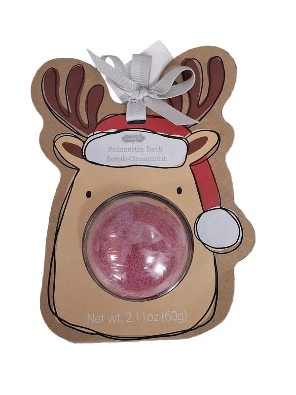 Bath Bomb Christmas Ornament Poinsettia Bath Reindeer 41760006r