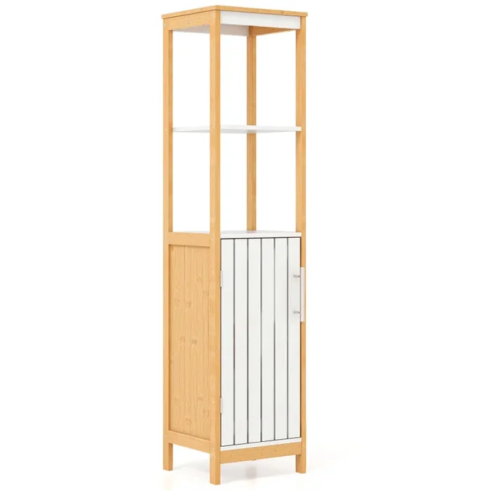 Bathroom Floor Cabinet with Door Shelves Adjustable Shelf