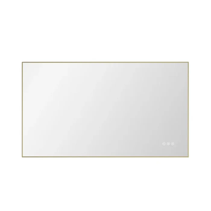 Bathroom Led Mirror Is Multi Functional And Each Function Is Controlled By A Smart Touch Button. Gold Aluminium