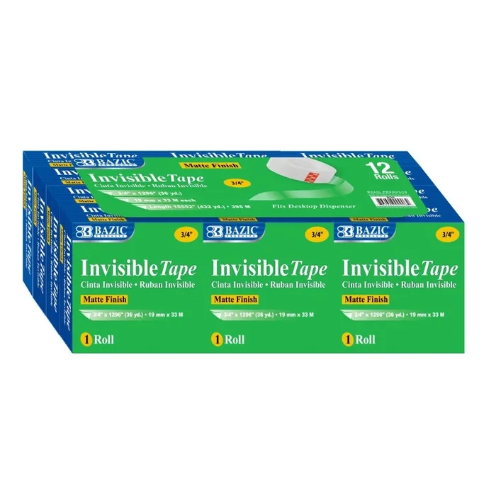 Bazic 12Pk Refill Invisible Tape