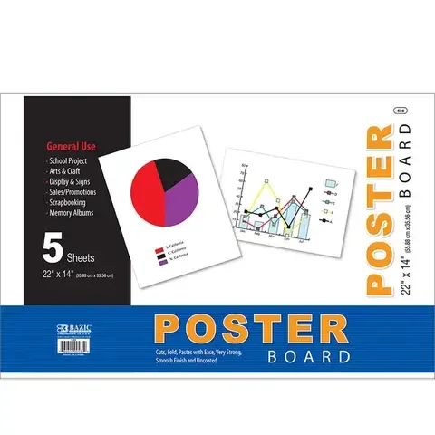 Bazic Products 14 in. W X 22 in. L White Poster Board