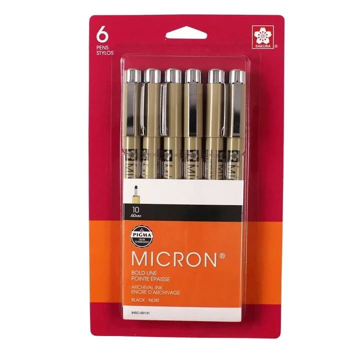 Bc Micron Pens 10 Black 6Ct