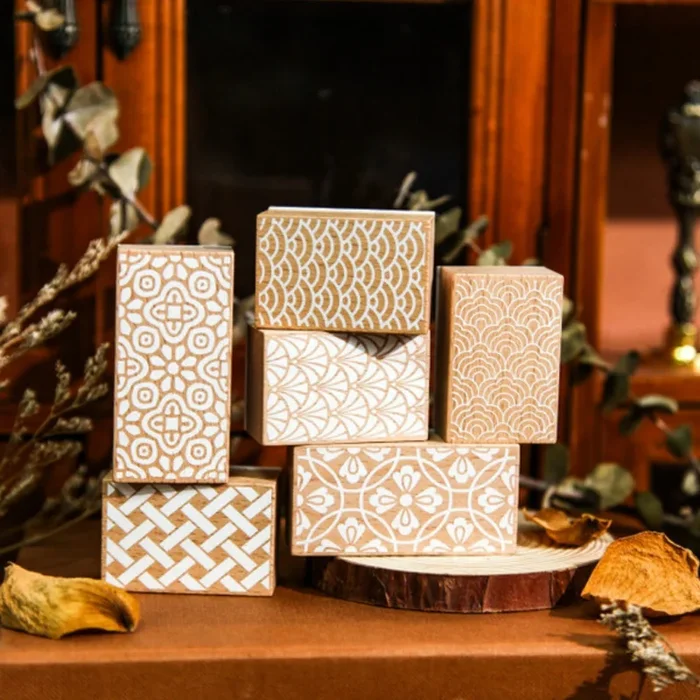 Beautiful Pattern Series Wooden Rubber Stamp