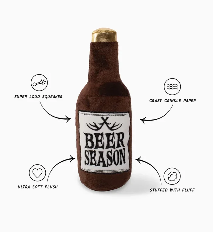 Beer Season Antlers Plush Dog Toy