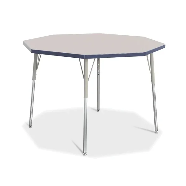 Berries® Octagon Activity Table – 48″ X 48″, A-height – Freckled Gray/Navy/Gray