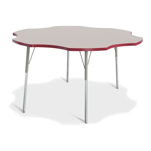 Berries Six Leaf Activity Table – 60″, A-Height – Gray/Red/Gray