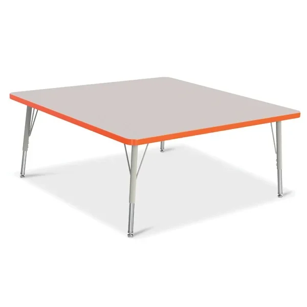 Berries Square Activity Table, E-Height, 48″ x 48″ – Gray/Orange/Gray