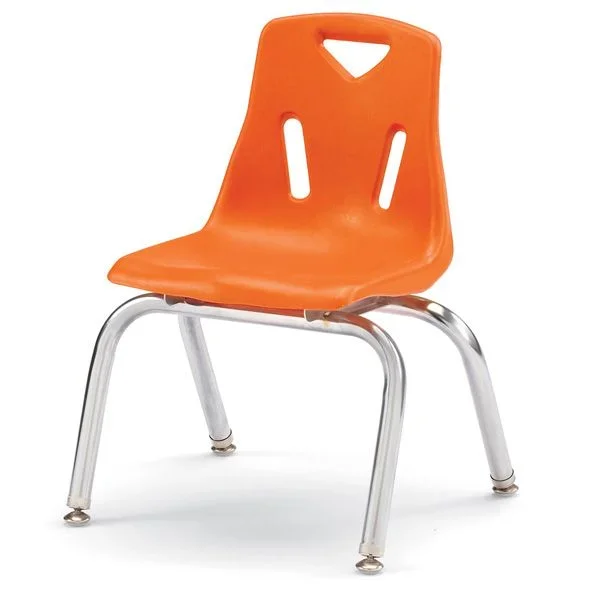 Berries Stacking Chairs with Chrome-Plated Legs – 12″ Ht – Set Of 6 – Orange