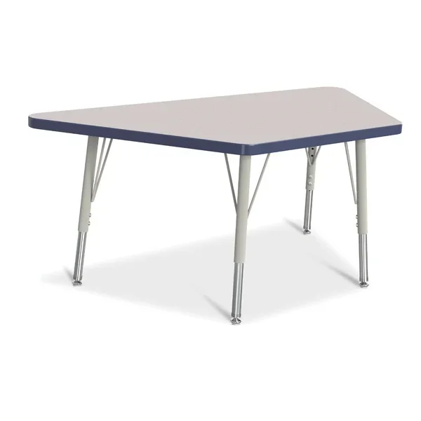 Berries Trapezoid Activity Tables – 24″ X 48″, E-Height – Gray/Navy/Gray