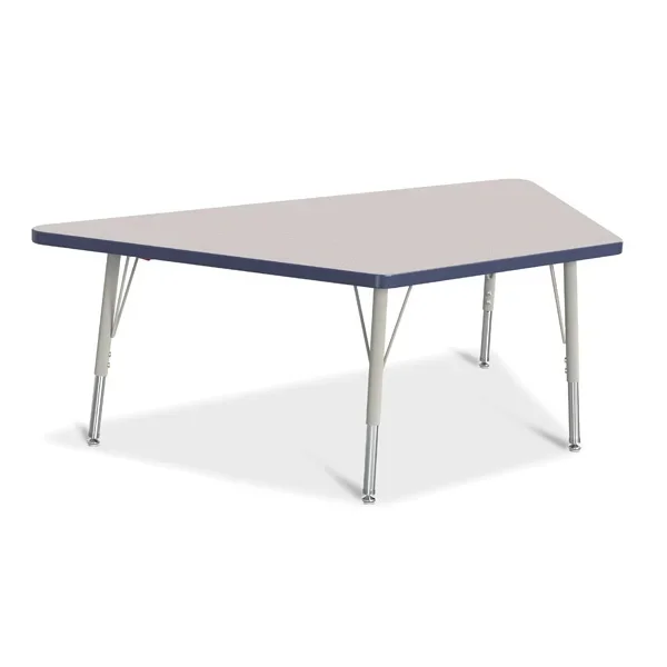 Berries Trapezoid Activity Tables – 30″ x 60″ (E-Height) – Gray/Navy/Gray
