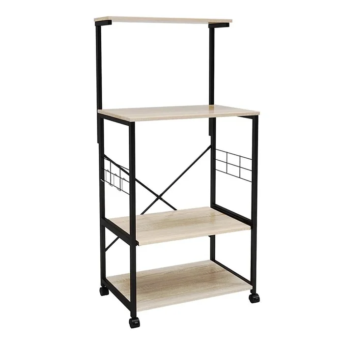 Bestier 4 Tier Kitchen Storage Baker’s Rack Organizer Cart Stand, 49 Inch, Oak