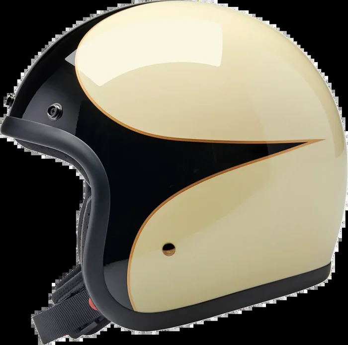 BILTWELL Bonanza Helmet – Gloss Vintage White/Black Scallop – 2XL 1001-559-206