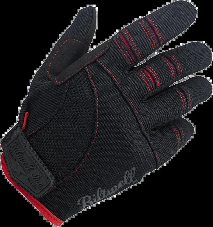 BILTWELL Moto Gloves – Black/Red – Medium 1501-0108-003
