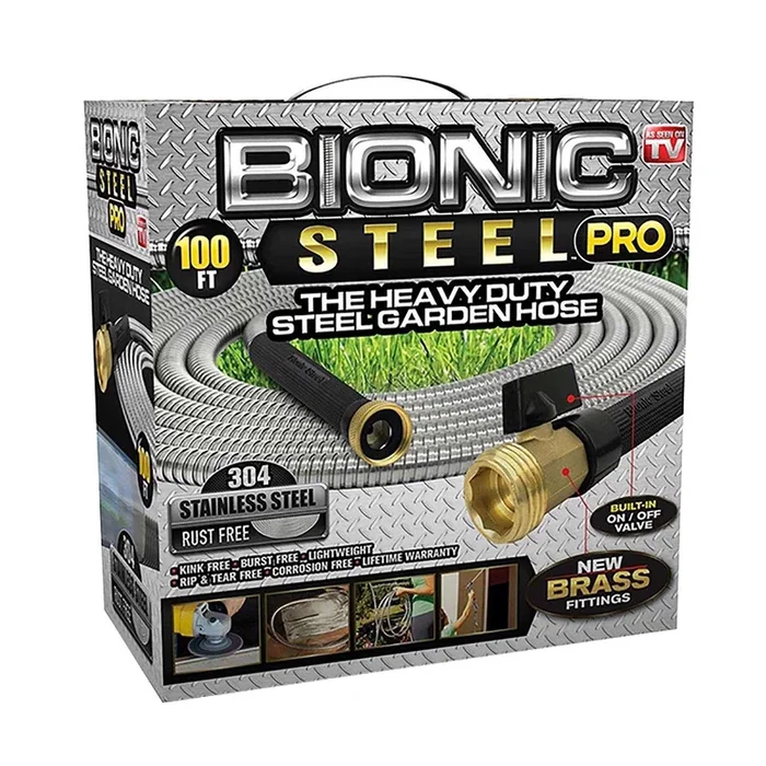 Bionic Steel Pro 5/8 in. D X 100 ft. L Heavy Duty Commercial Grade Garden Hose Gray