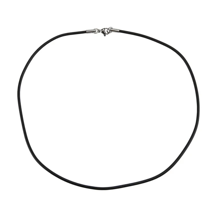 Black Rubber Cord Necklace with Lobster Clasp – 16.5″-PK/10