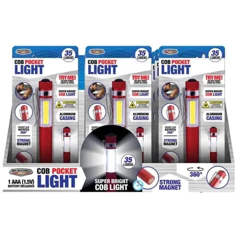 Blazing LEDz 35 lm Black/Blue/Red LED COB Pocket Light AAA Battery