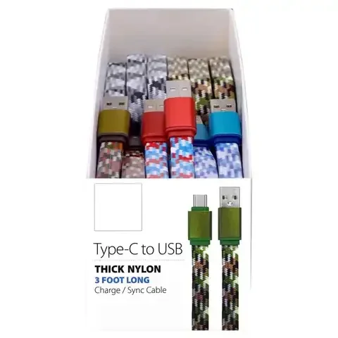 Blazing Voltz USB to Type C Cable 3 ft. Assorted