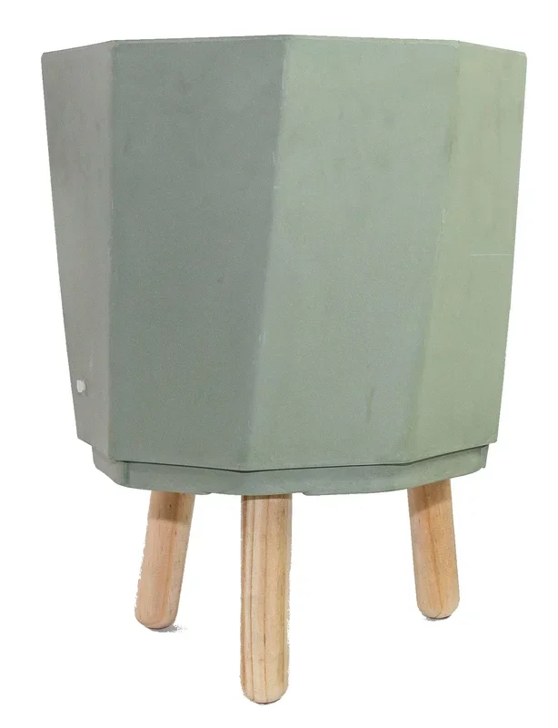 Bloem Eco Self-Watering Modern Planter Pot w/Wood Leg Stand