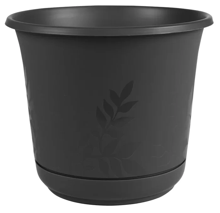 Bloem Freesia Planter w/Saucer 12″ Black