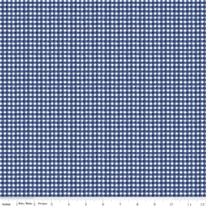 BLUE GINGHAM FABRIC – C10187 Blue – Hungry Animal Alphabet – Riley Blake Designs