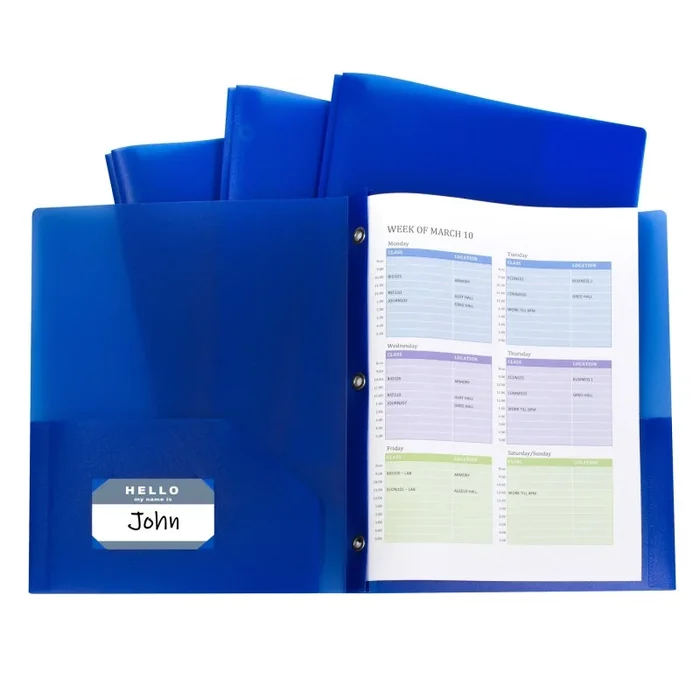 Blue Two Pocket Poly Portfolios With Prongs Pack Of 10 – C-Line