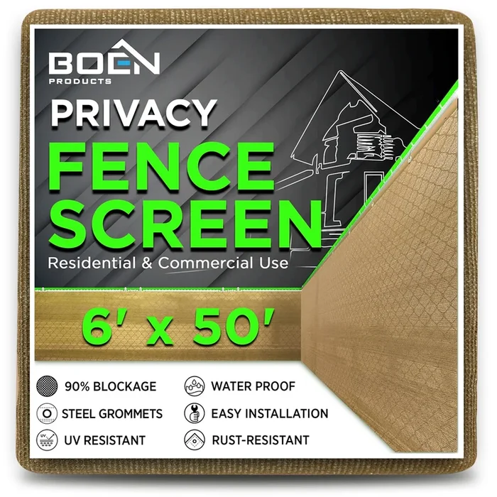 BOEN 6-ft H x 50-ft W Beige Polyethelene Chain Link Fence Screen