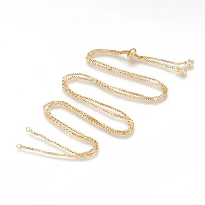 Bolo Box Chain Slider Necklace with Connectors – Plated Brass