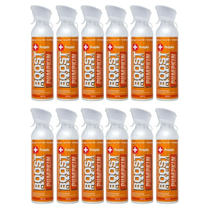 Boost Oxygen Large Pumpkin Spice Aroma 10L Canister Respiratory Support, 12 Pack