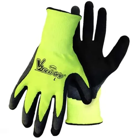 Boss V2 Flexi-Grip Men’s Indoor/Outdoor Hi-Viz Work Gloves Black/High-Vis Green L 1 pair