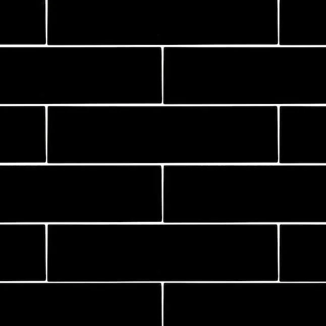 Boutique Caviar Plank Black 3-in x 12-in Glazed Ceramic Subway Wall Tile (0.242-sq. ft/ Piece)