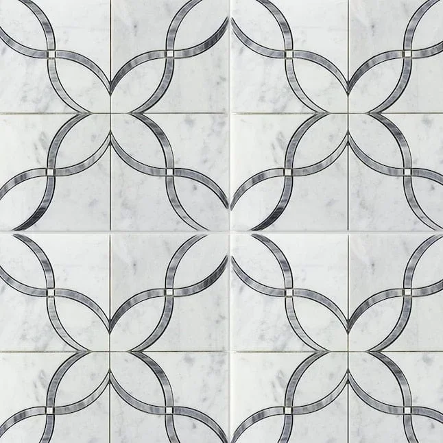 Boutique Stone Palazzo Pearl Gray 12-in x 12-in Polished Natural Stone Marble Ogee Patterned Floor and Wall Tile (1.001-sq. ft/ Piece)