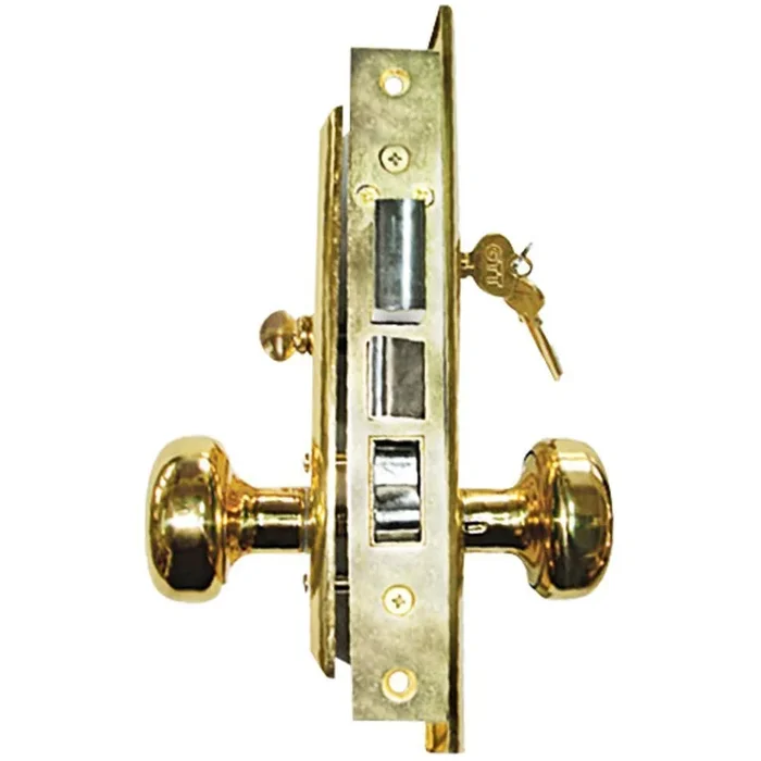Brass Mortise Entry Left Hand Lock Set with 2-1/2 in. Backset and 2 SC1 Keys