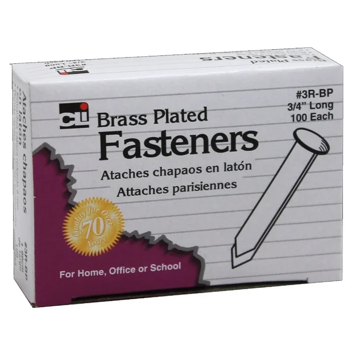Brass Paper Fasteners 3/4 100/Box