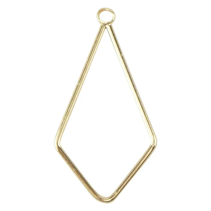 Brass Pendants – Rhombus – 18k Gold Plated – Pkg/4