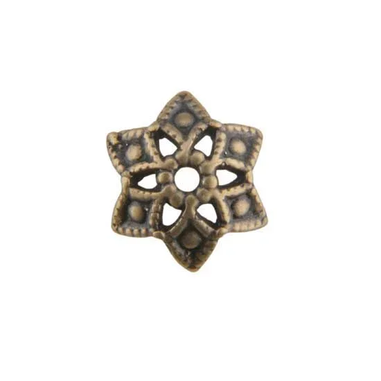 Bronze Plate Bead Cap – Snowflake 8.5mm Pkg/2