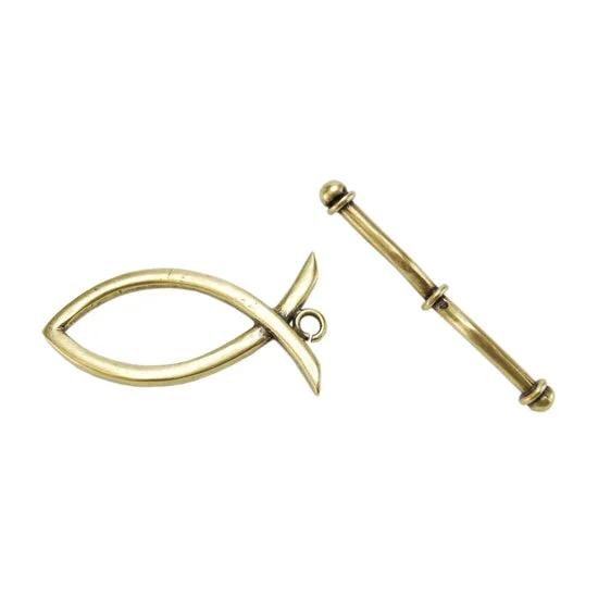 Bronze Plate Hook & Eye Clasp – Wire Fish – 1 Set