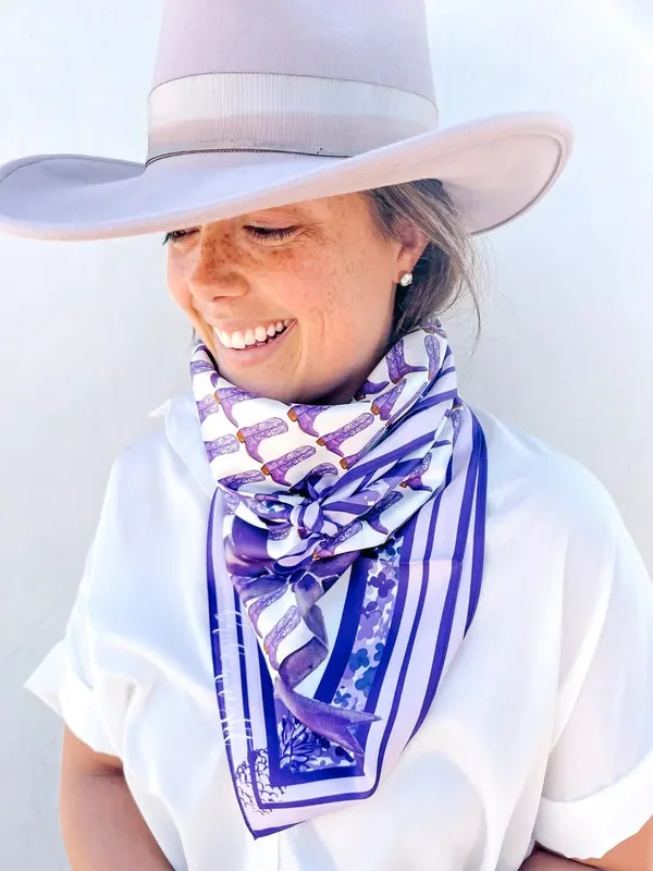 Brooke Wright Designs – Purple Scarf With Boot Print