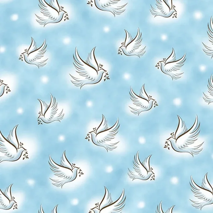 Brown Outlined Peace Doves on a Light Blue Marble Background – Our Father