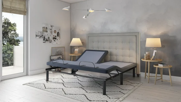 Bt3000 Flex Head King Adjustable Bed Base With Head And Foot Position Adjustment Box Spring Not Required Blue Grey Steel