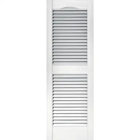 Builders Edge 43 in. H X 14.5 in. W White Louvered Vinyl Shutter 2 pk
