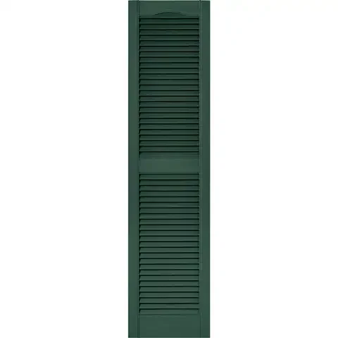 Builders Edge 60 in. H X 14.5 in. W Forest Green Louvered Vinyl Shutter 2 pk