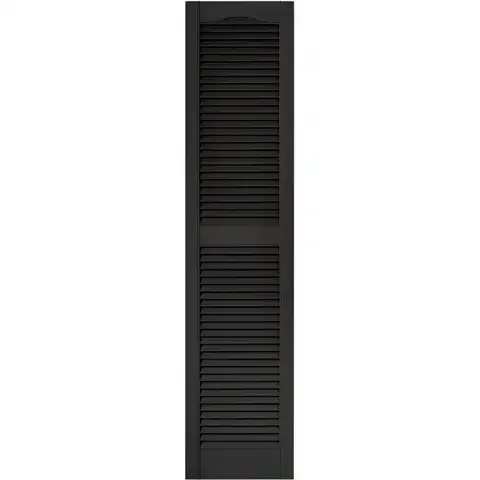 Builders Edge 64 in. H X 14.5 in. W Black Louvered Vinyl Shutter 2 pk