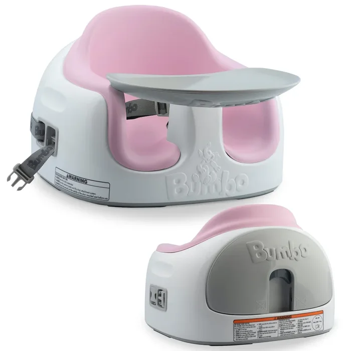Bumbo Baby Toddler Adjustable 3-in-1 Booster Seat/High Chair & Tray, Cradle Pink
