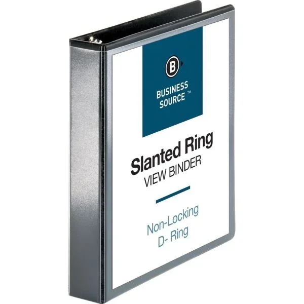 Business Source Basic View 3-Ring Binder, 1 1/2″ D-Rings, Black