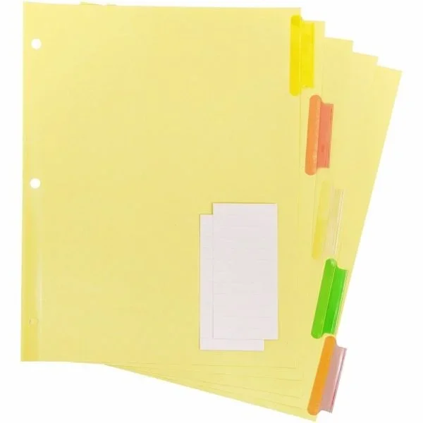 Business Source Insertable Tab Ring Binder Indexes, 8-1/2″ X 11″, Multicolor, Set Of 5