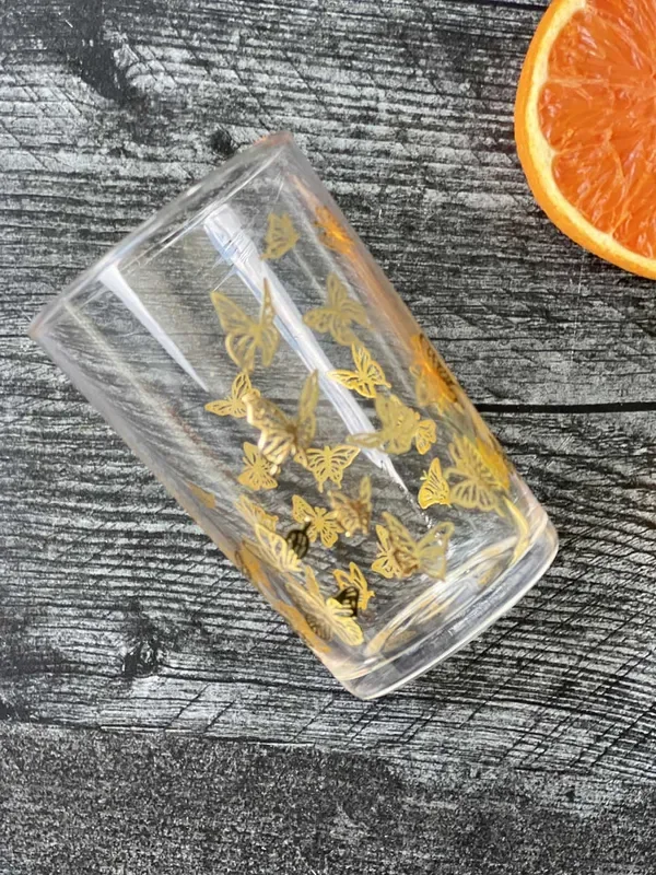Butterfly Tea Glass – Clear, Gold